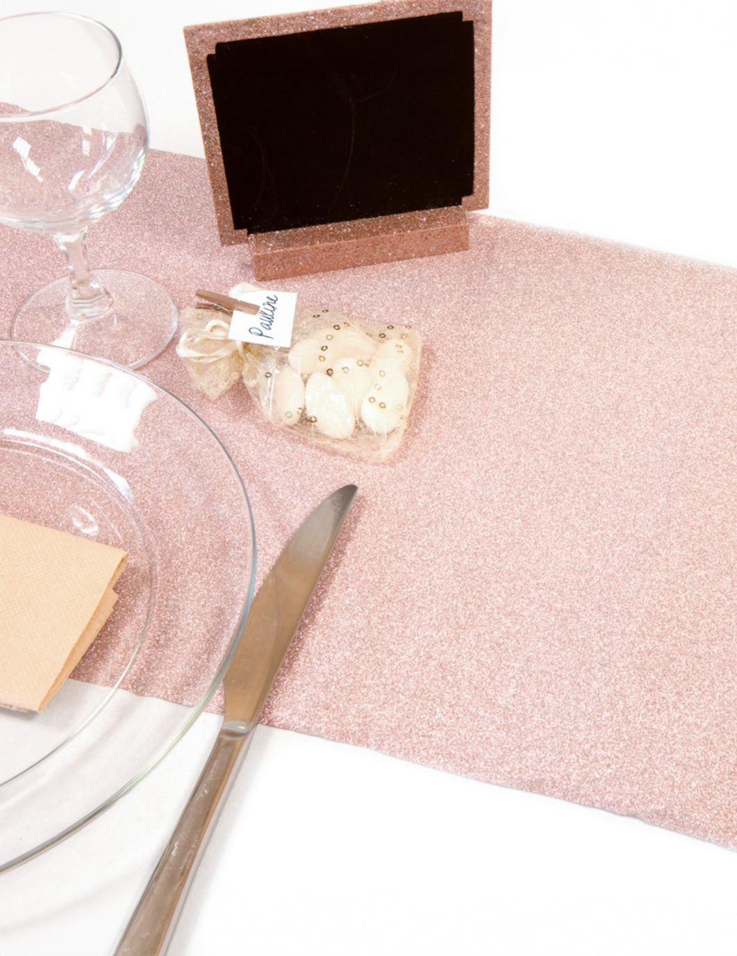 Tabel cu sclipici roz 28 cm x 5 m