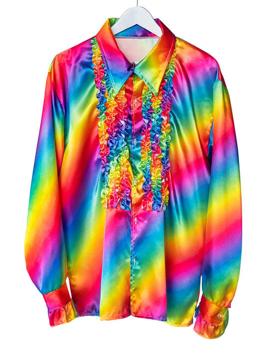 Chemise disco arc-en-ciel adulte
