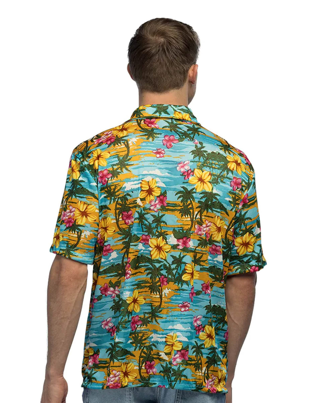 Vedere din spate a cămășii hawaii paradise pentru adult