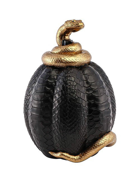Citrouille décorative en résine noire effet peau de serpent doré 14 x 16 x 20,5 cm