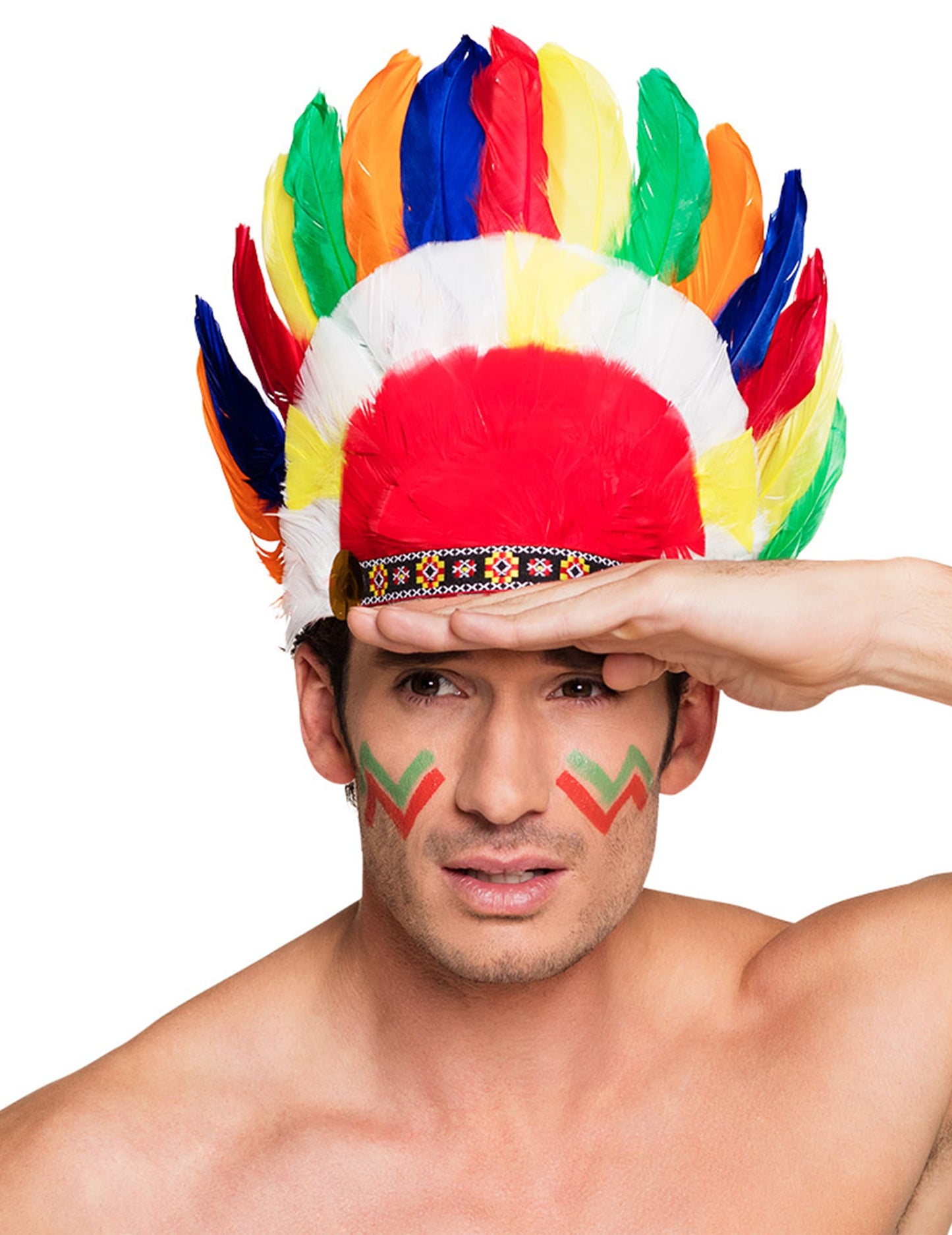 Coiffe d'indien plumes colorées adulte