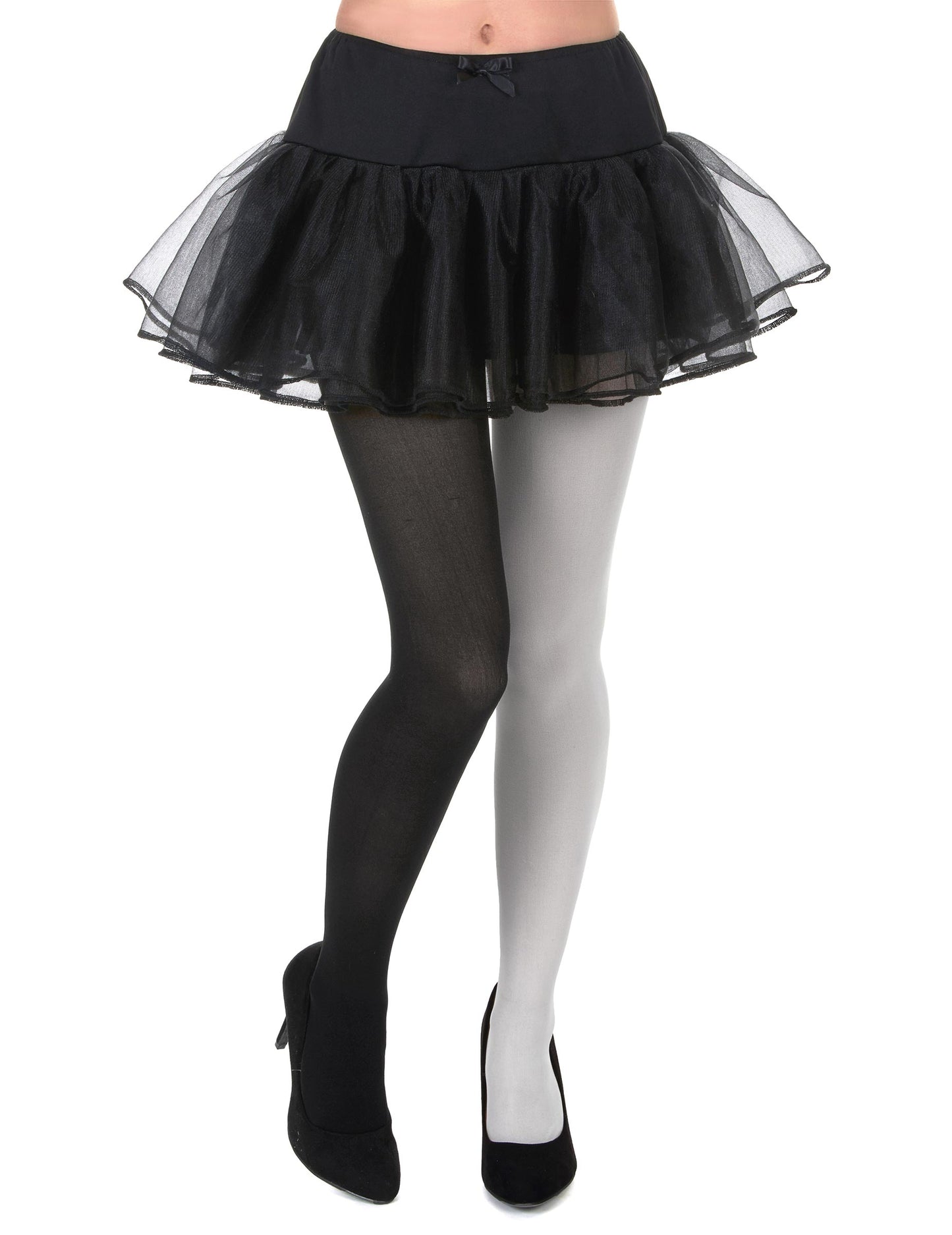 Colanți bicolor pentru adulți alb -negru