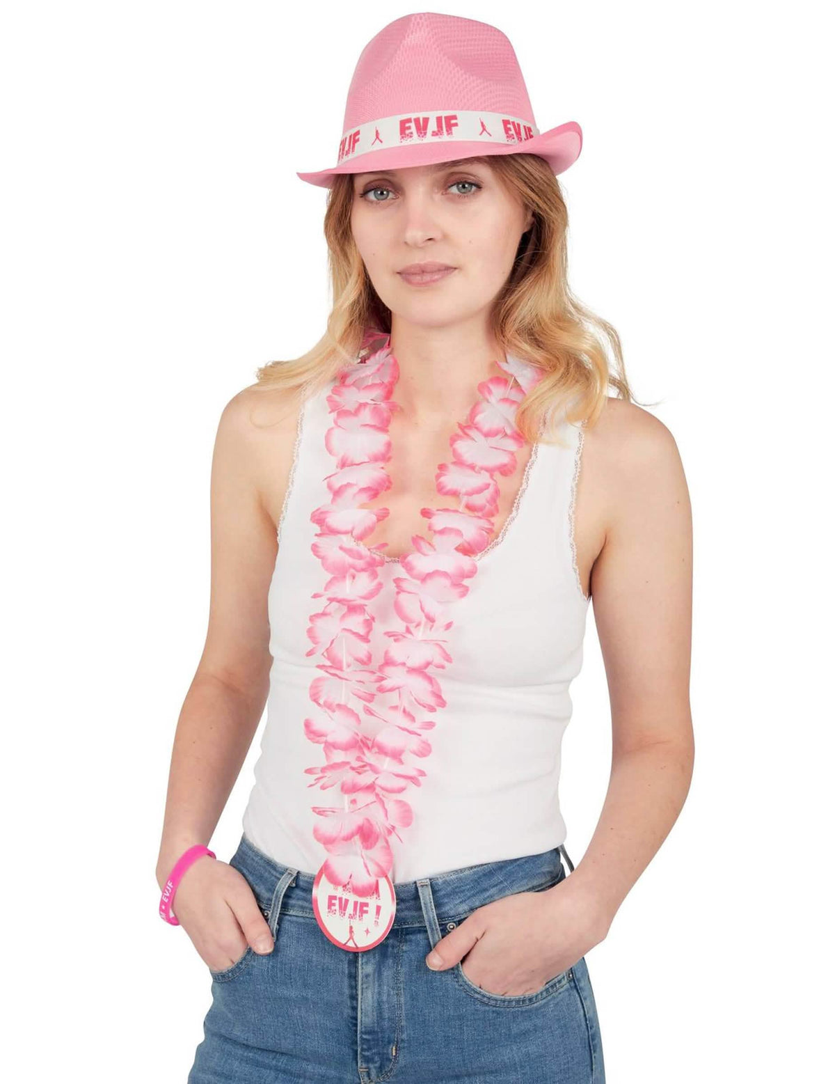 Collier à fleurs roses EVJF pour femme avec médaillon