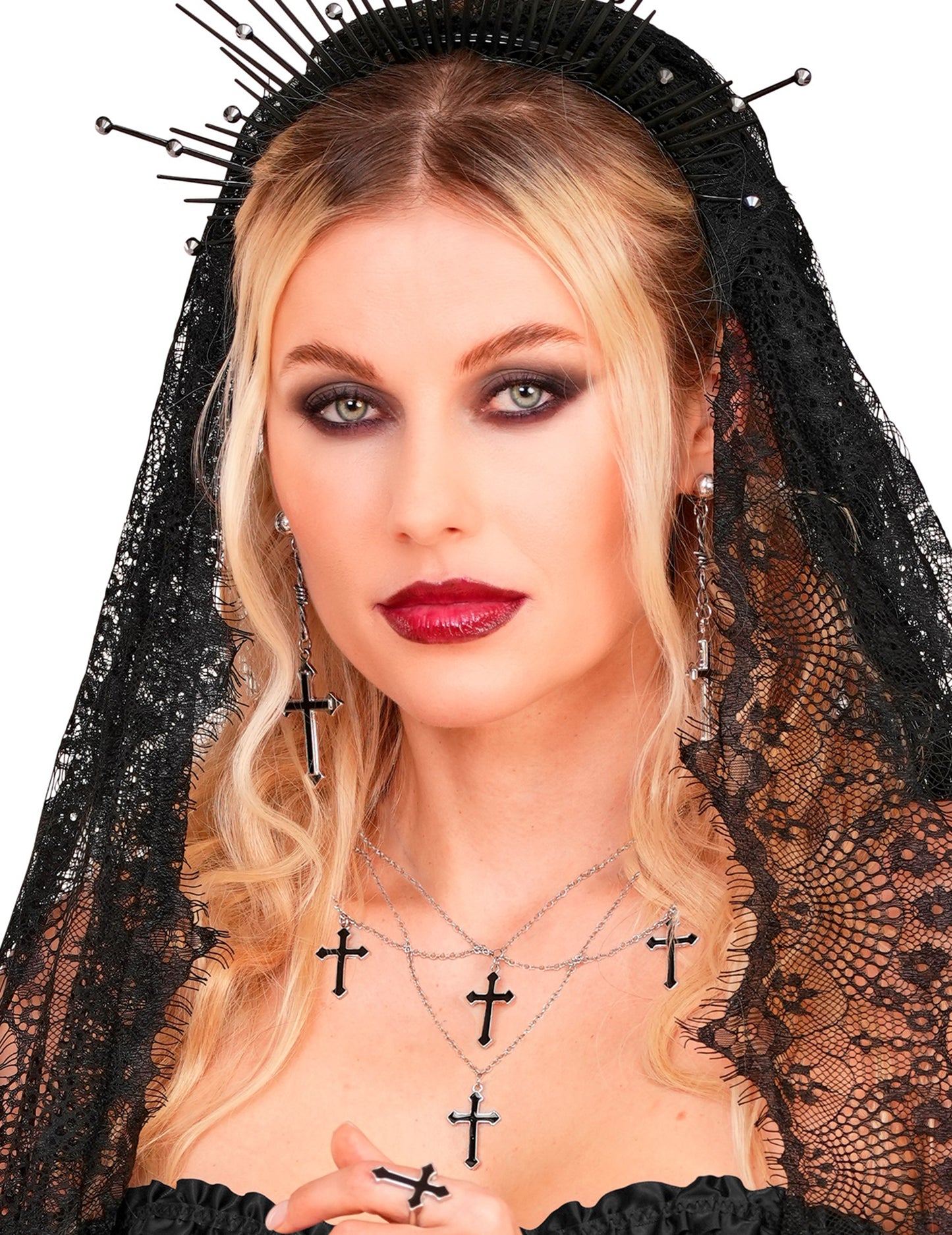 Collier croix gothiques noires adulte