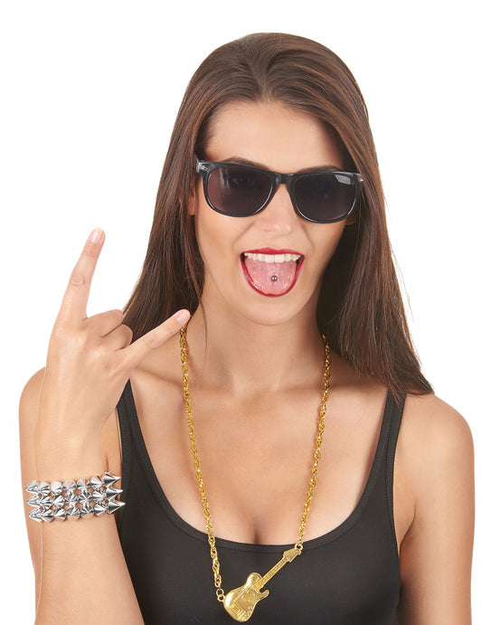 Vue portée du collier guitare pour adulte doré