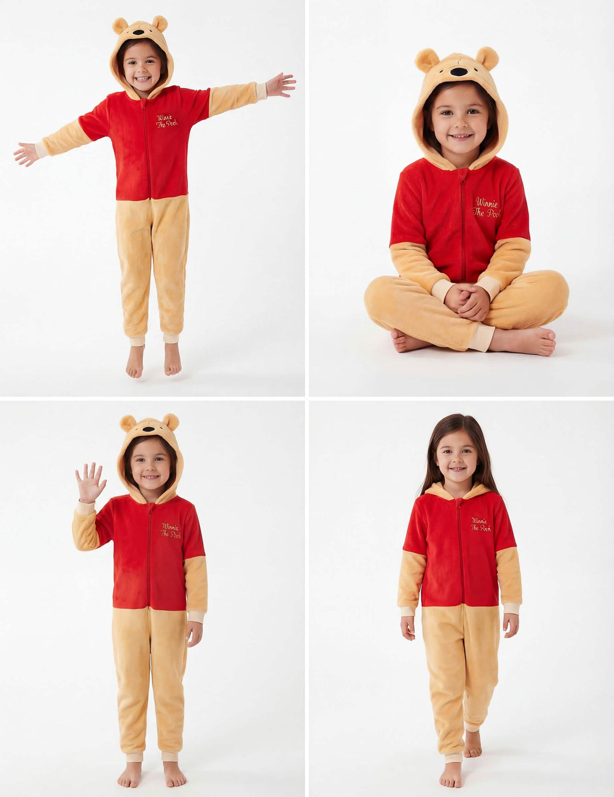 Diferite vederi din față ale combinezonului Winnie l'ourson