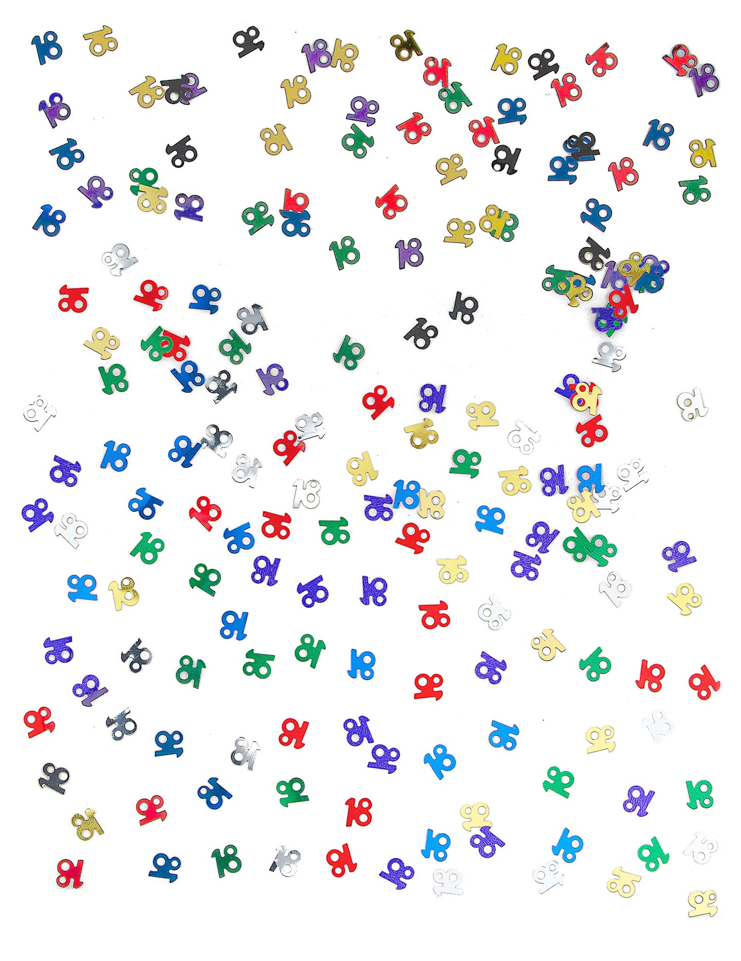 Gros plan sur les chiffres multicolores des Confettis 18 ans