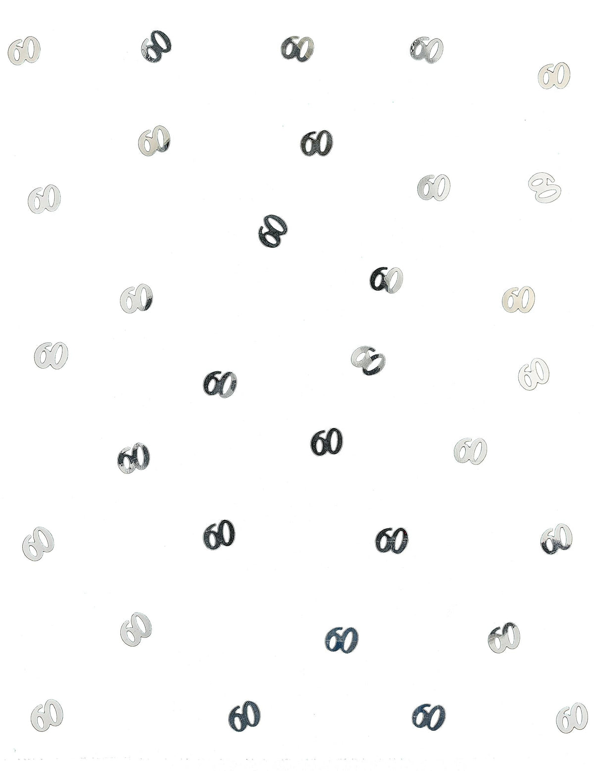 Vue d'ensemble des confettis de table 60 pour anniversaire