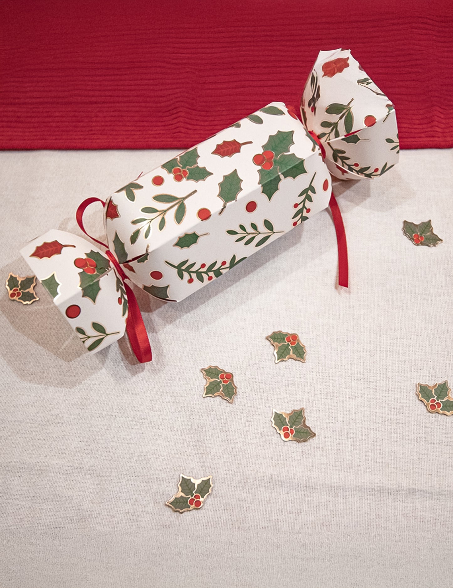 Confeti de masă de Crăciun cu ilex verde din hârtie 10g