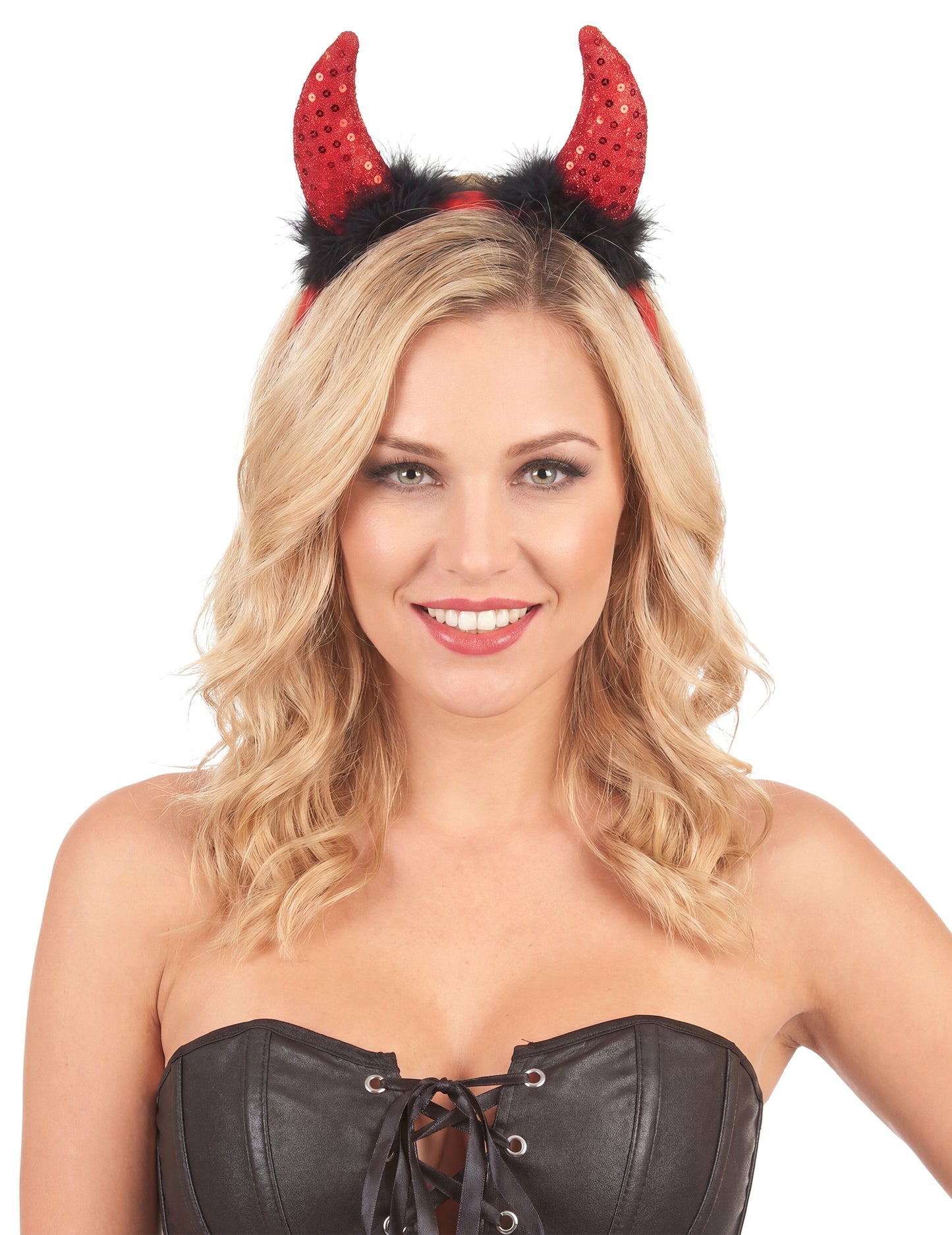 Cornes diable avec fourrure noire adulte