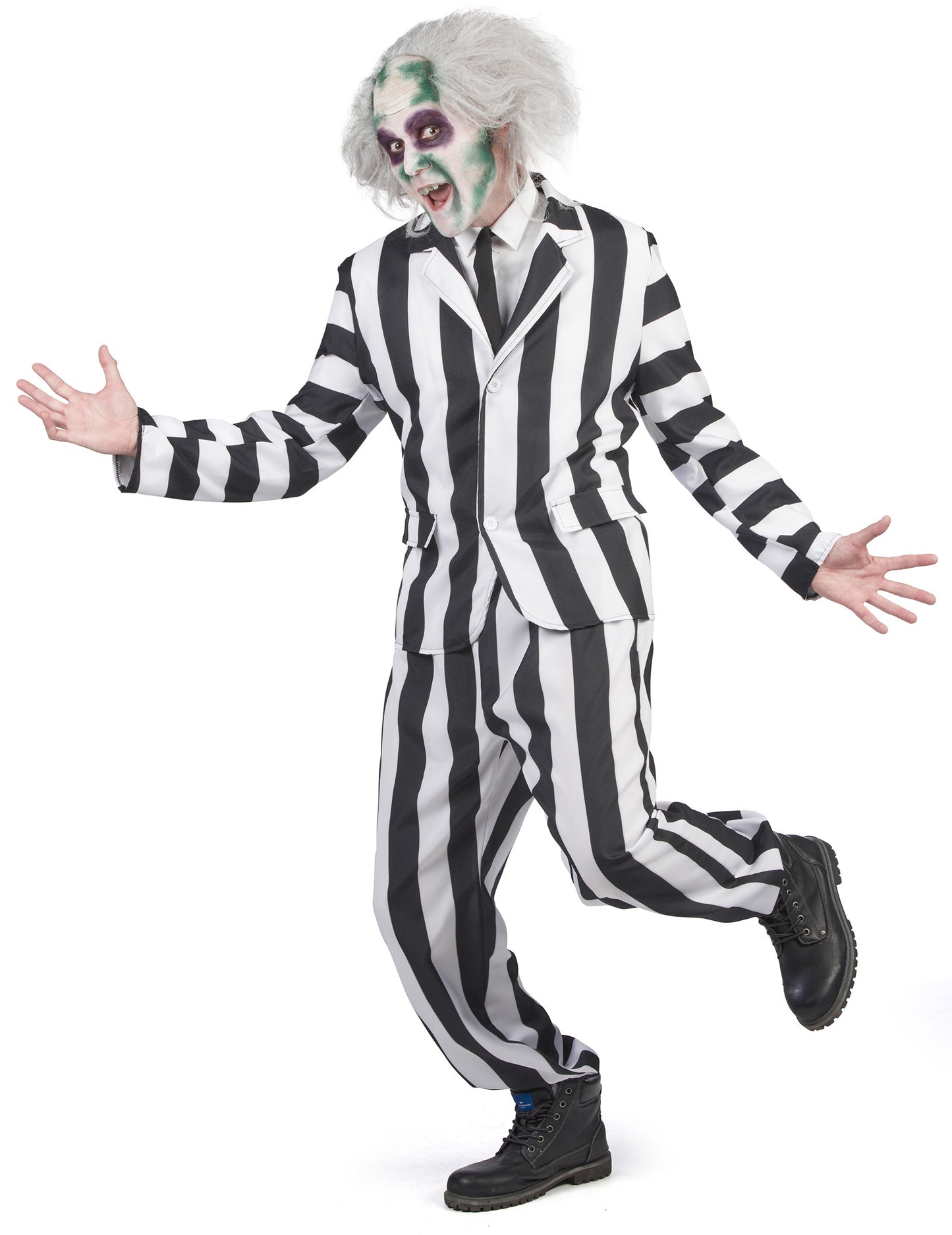 Costum fantomă cu dungi alb -negru adult