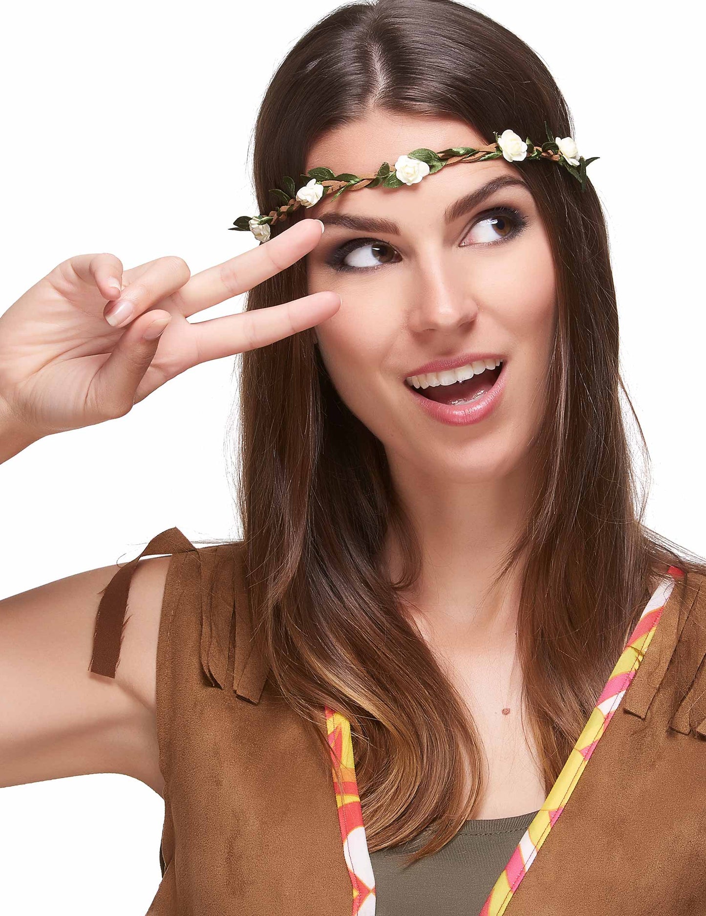 Coroana flori albe elastice pentru adulți