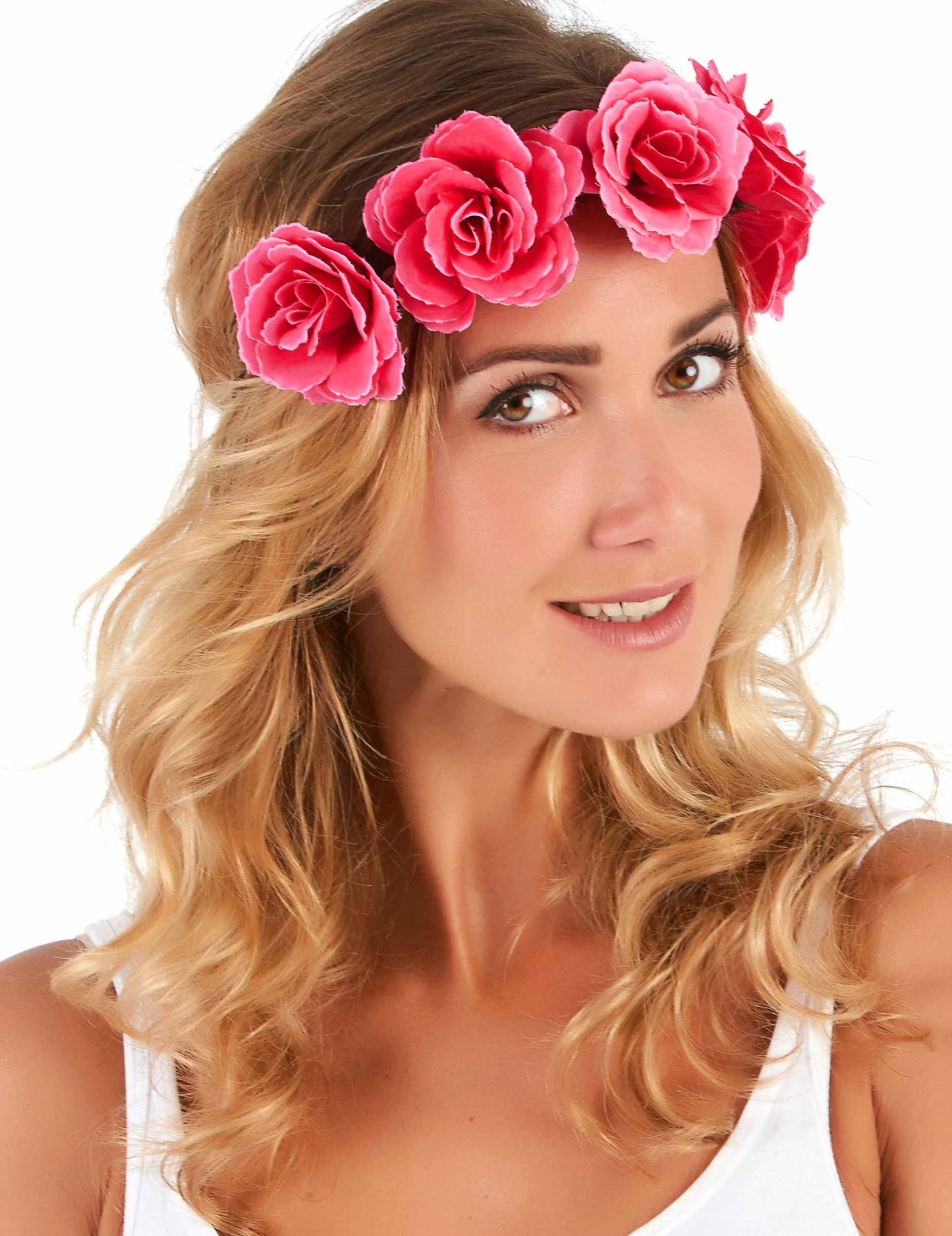 Coroana de flori roz pentru femei