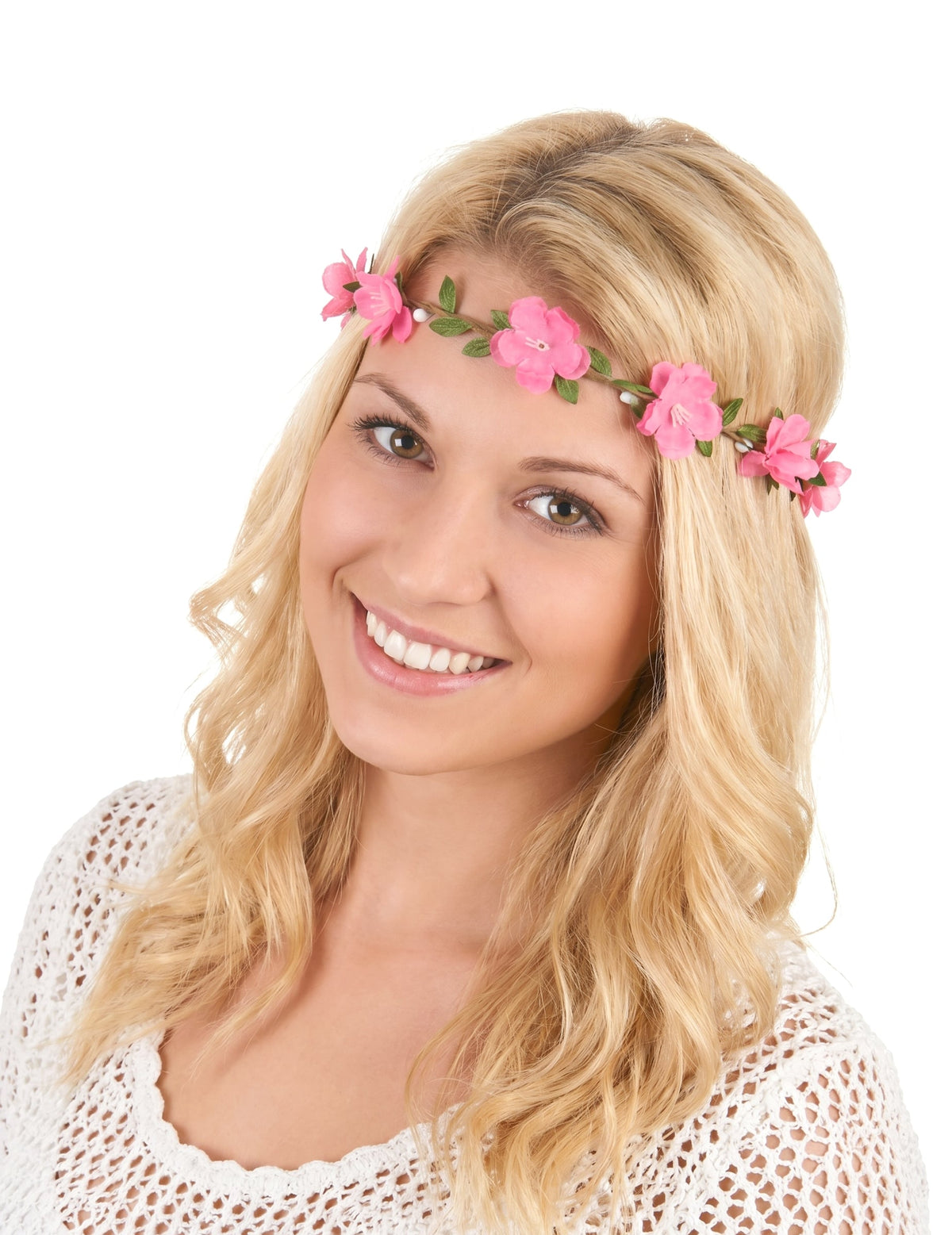 Coroana de flori roz pentru adulți