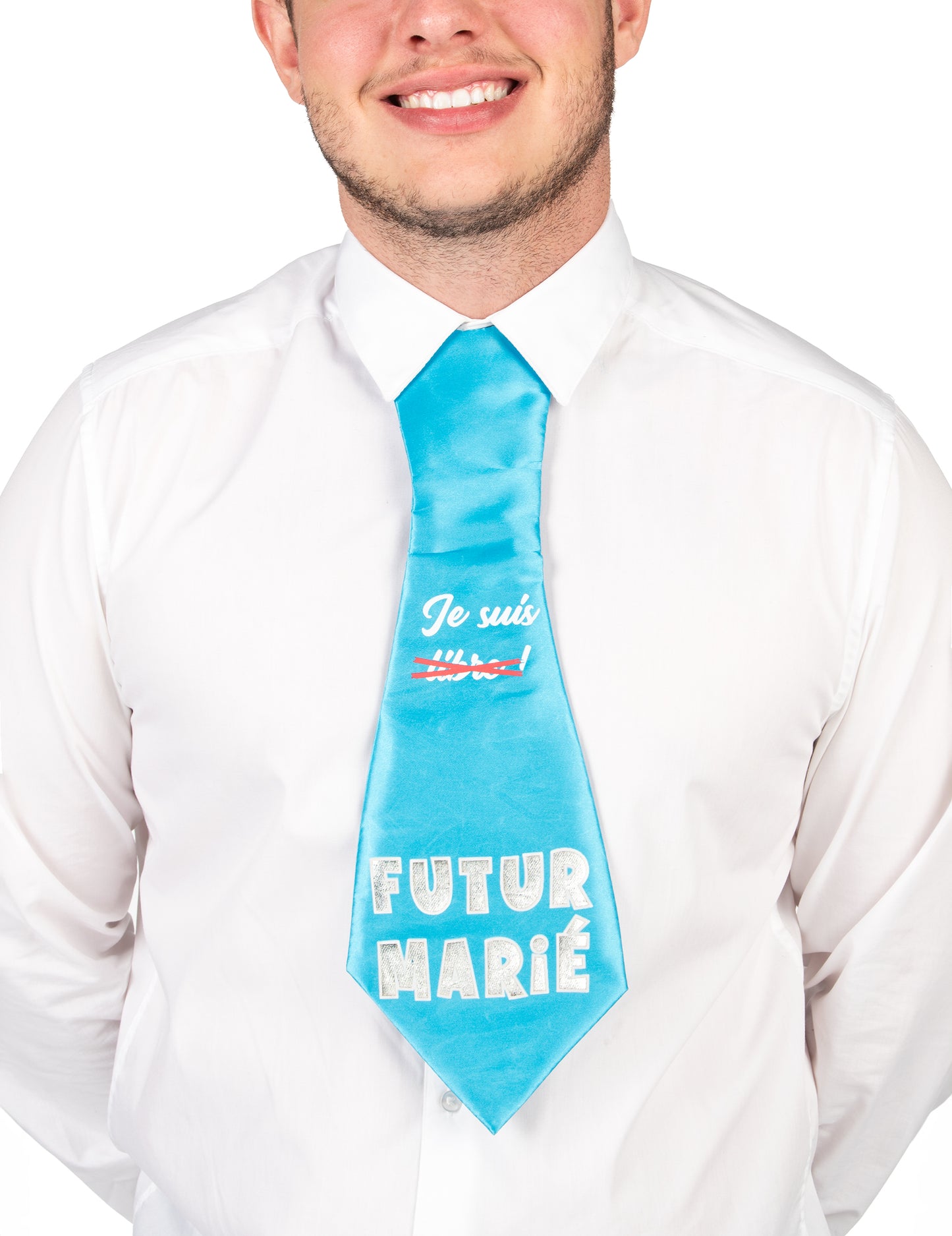 Detaliul inscripției cravatei umoristice pentru petrecerea de burlac