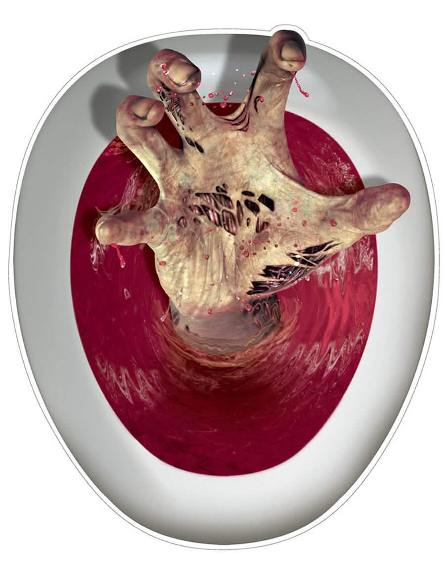 Decorațiune autocolantă pentru WC mână de zombi sângeroasă