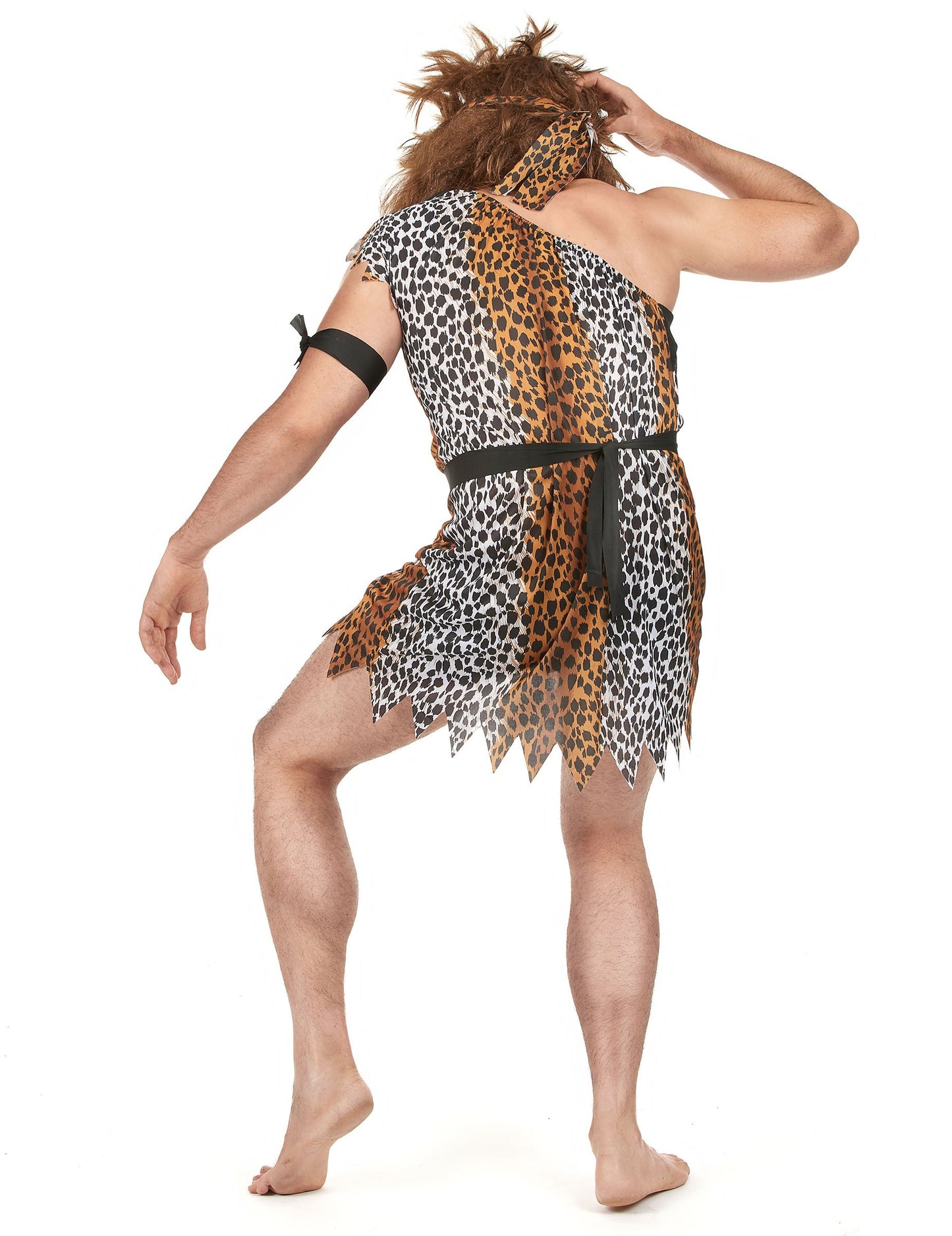 Vedere din spate a costumului de om al peșterii