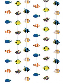Décoration à suspendre poissons hawaï multicolore rideau 6 guirlandes