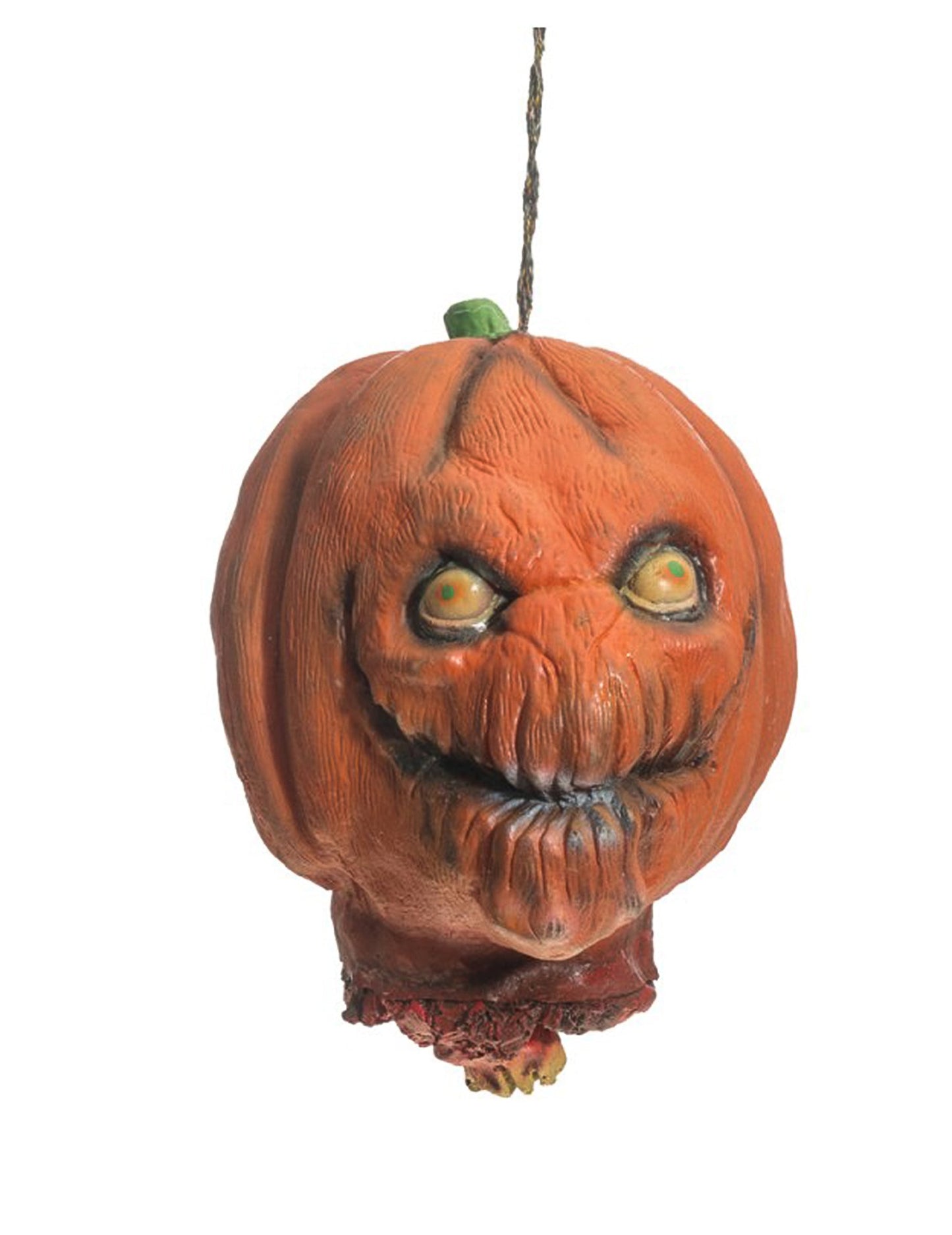 Décoration à suspendre tête de citrouille pour Halloween orange et effrayante