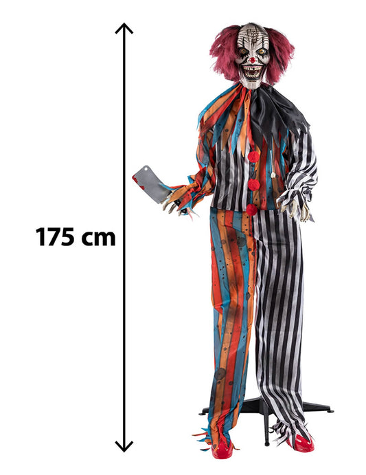 Decorațiune animată clovn măcelar malefic cu mișcări 175 cm