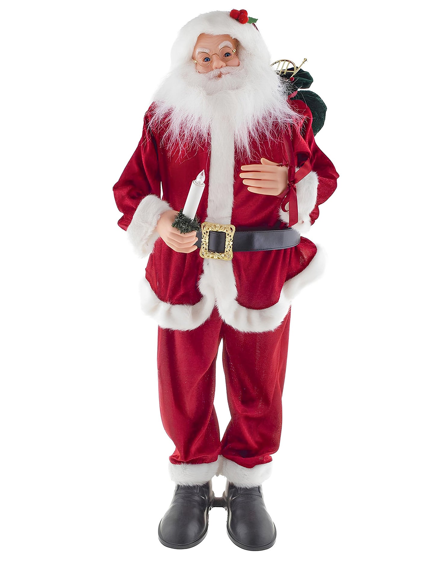 Decorațiune muzicală animată cu Moș Crăciun, cu mișcare, sunet și lumină 90 cm