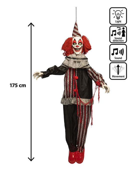 Decorațiune animată suspendată clovn malefic cu râsete și mișcări 175 cm