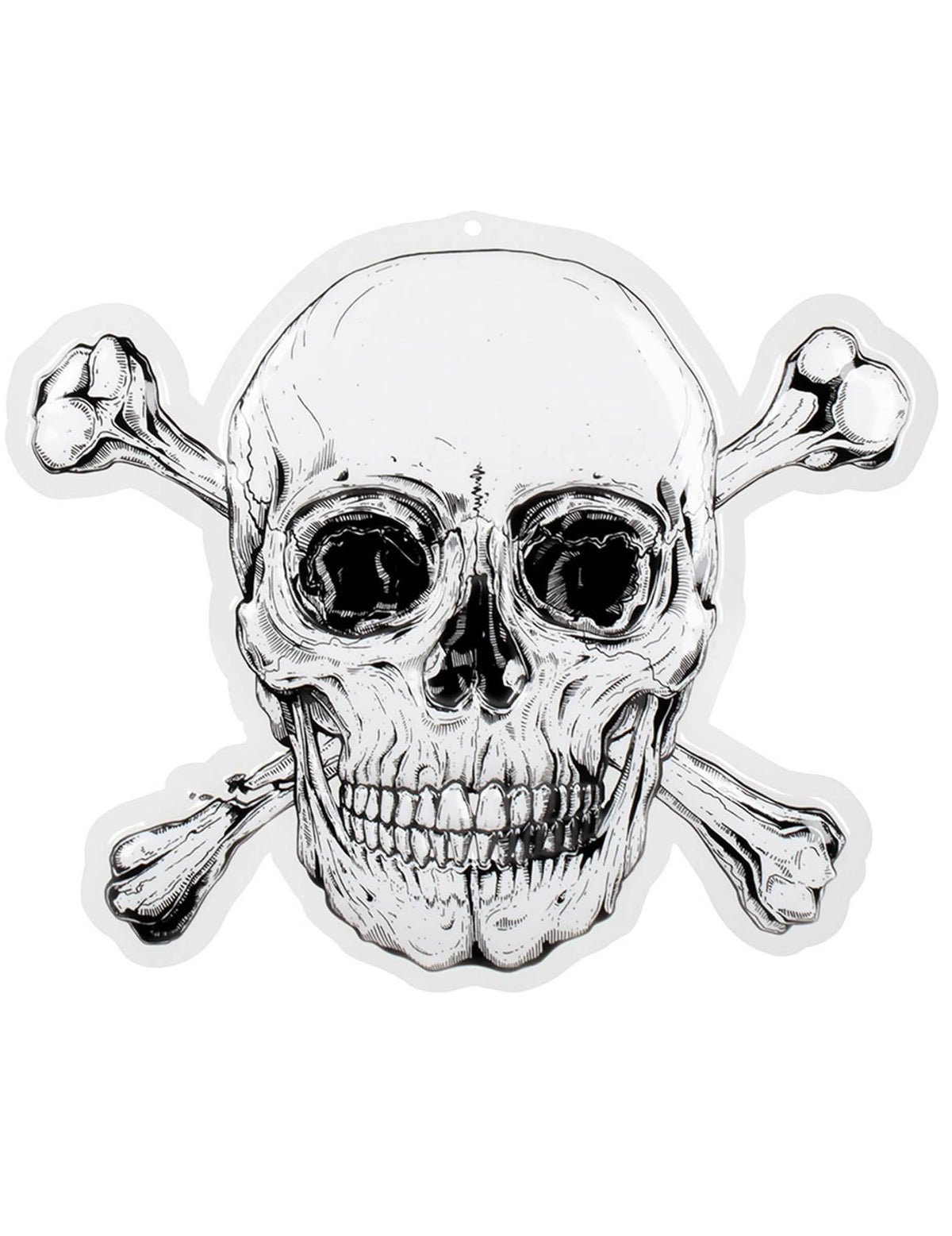 Decorațiune de perete din plastic Pirate Jolly Roger alb și negru cu craniu și oase încrucișate