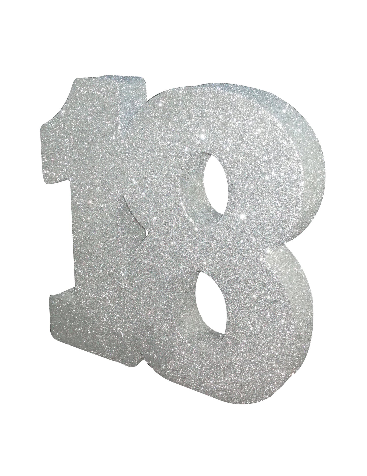 Decorațiune de masă pentru a 18-a aniversare, sclipici argintiu, 20 x 20 cm pentru ziua de naștere