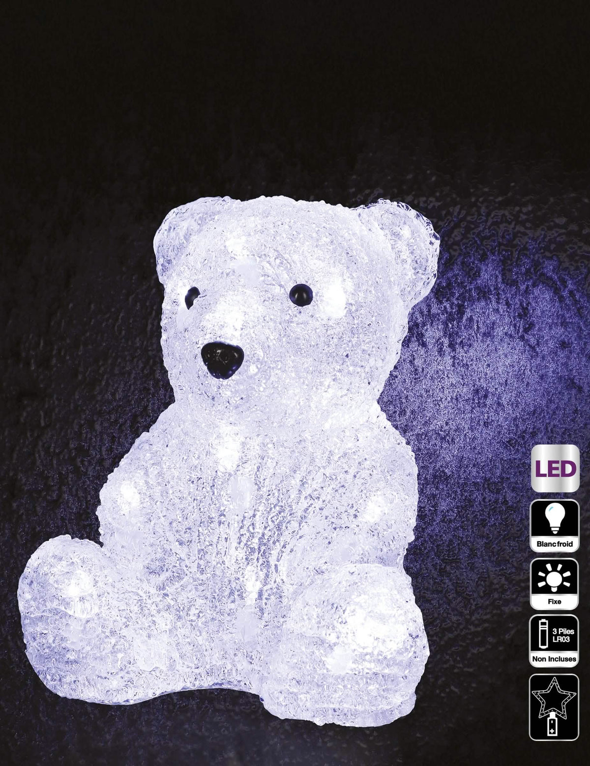 Detaliu al efectului luminos al decorațiunii luminoase urs polar