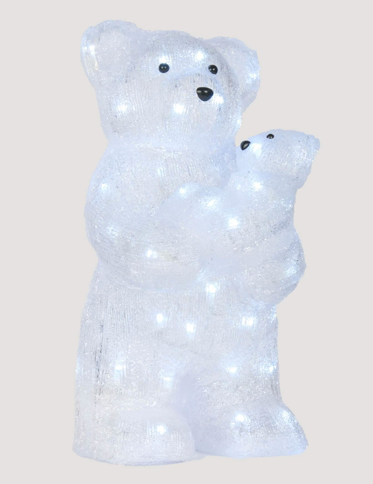 Decorațiune luminoasă cu urs polar și bebeluș alb, cu 56 LED-uri