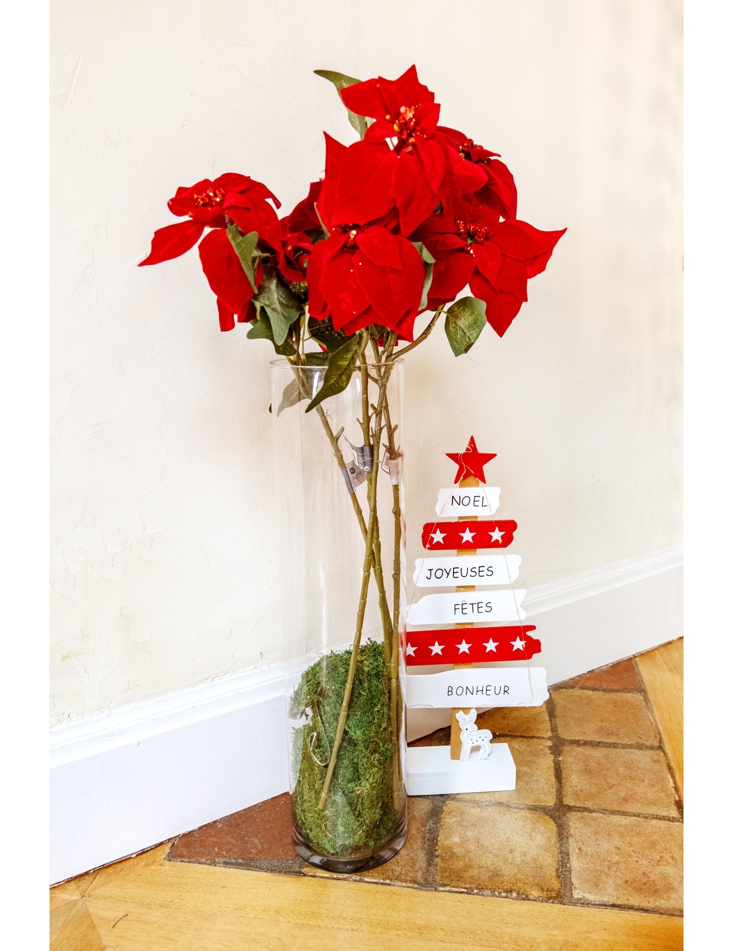 Arbore de brad roșu și alb strălucitor 50 cm