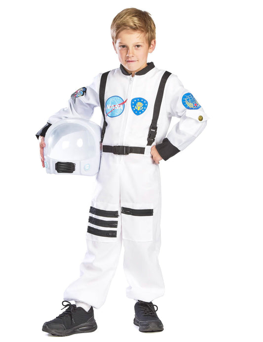 Déguisement d'astronaute pour enfant blanc avec écussons et casque