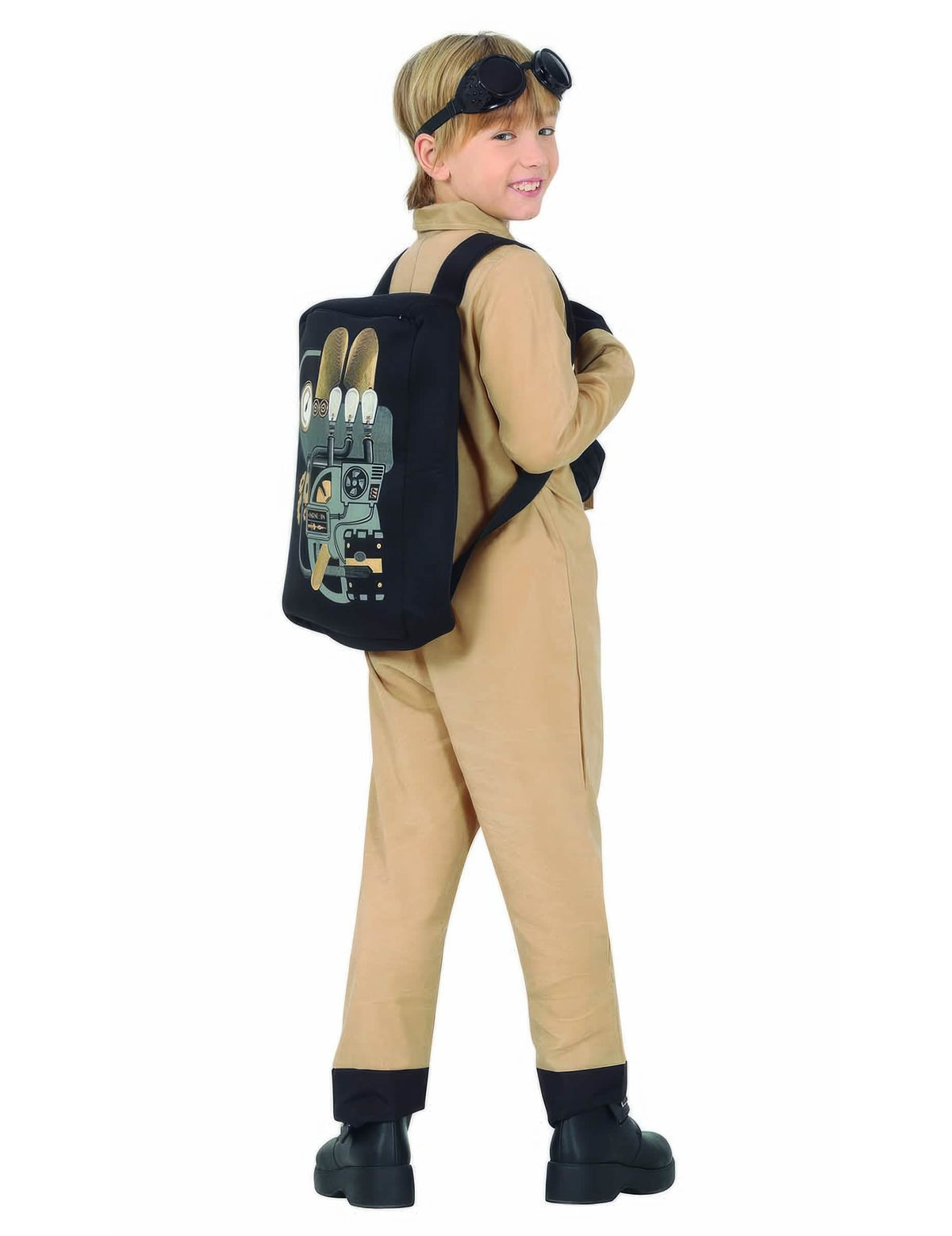 Vedere din trei sferturi din spate a costumului de vânător de fantome cu sac