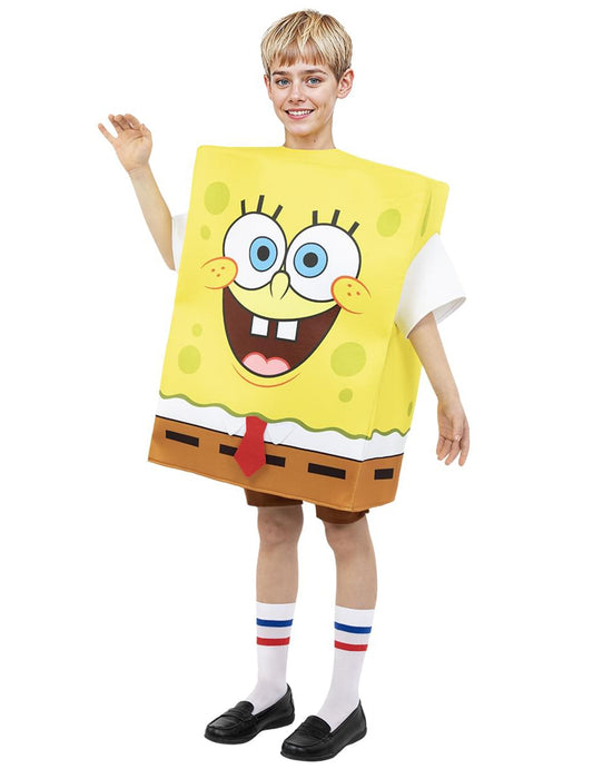 Vue de face du déguisement Bob l'Éponge pour enfant