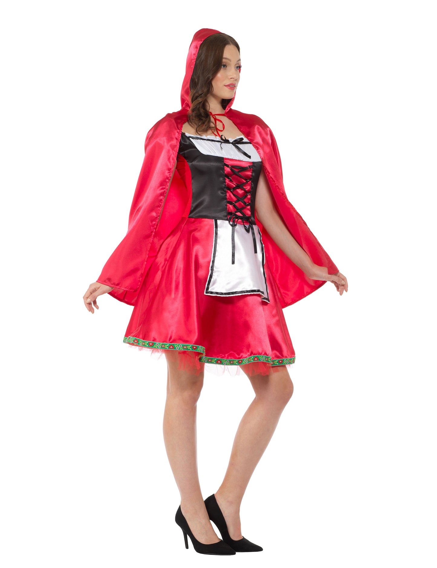 Femeie clasică cu costum de chaperon roșu
