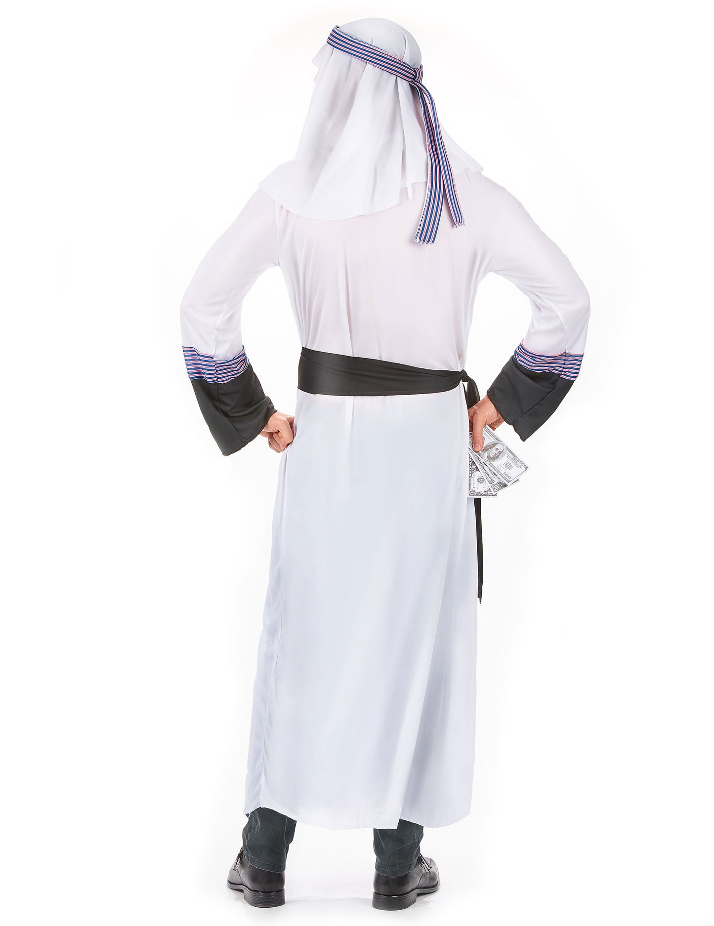 Vedere din spate a costumului de cheikh arab pentru bărbat