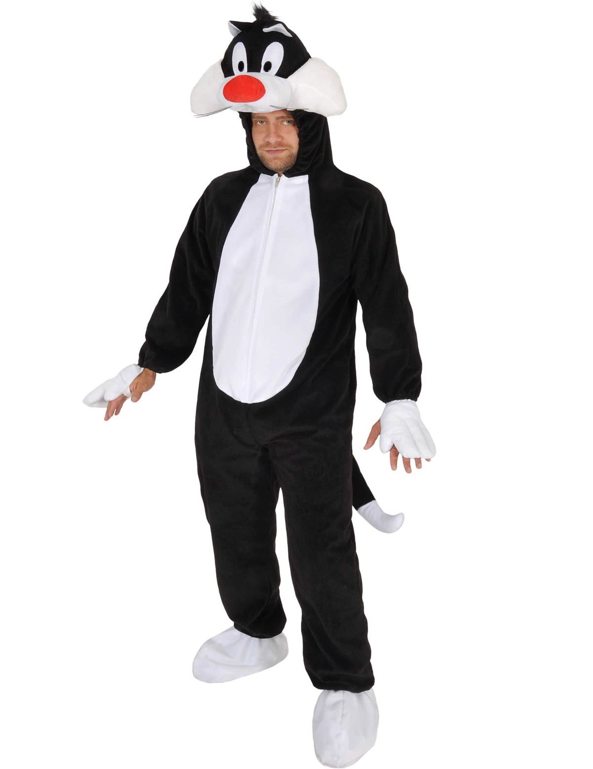 Costum clasic Grosminet Looney Tunes pentru adult alb și negru