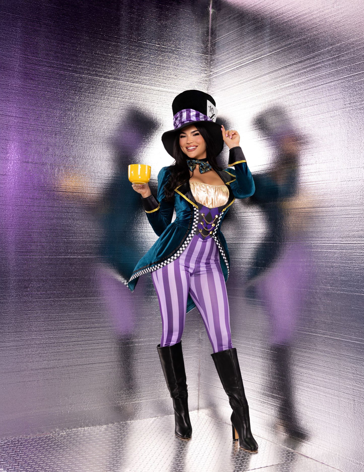 Costum de salopetă sexy de Pălărier Nebun pentru femeie