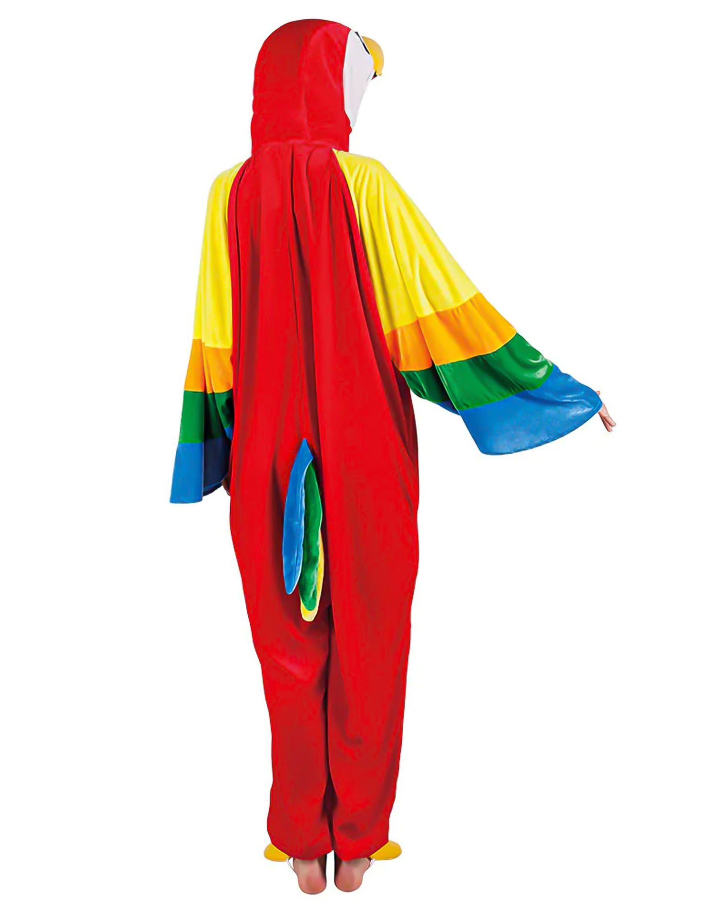 Vedere din spate a costumului de carnaval combinație papagal pentru adult