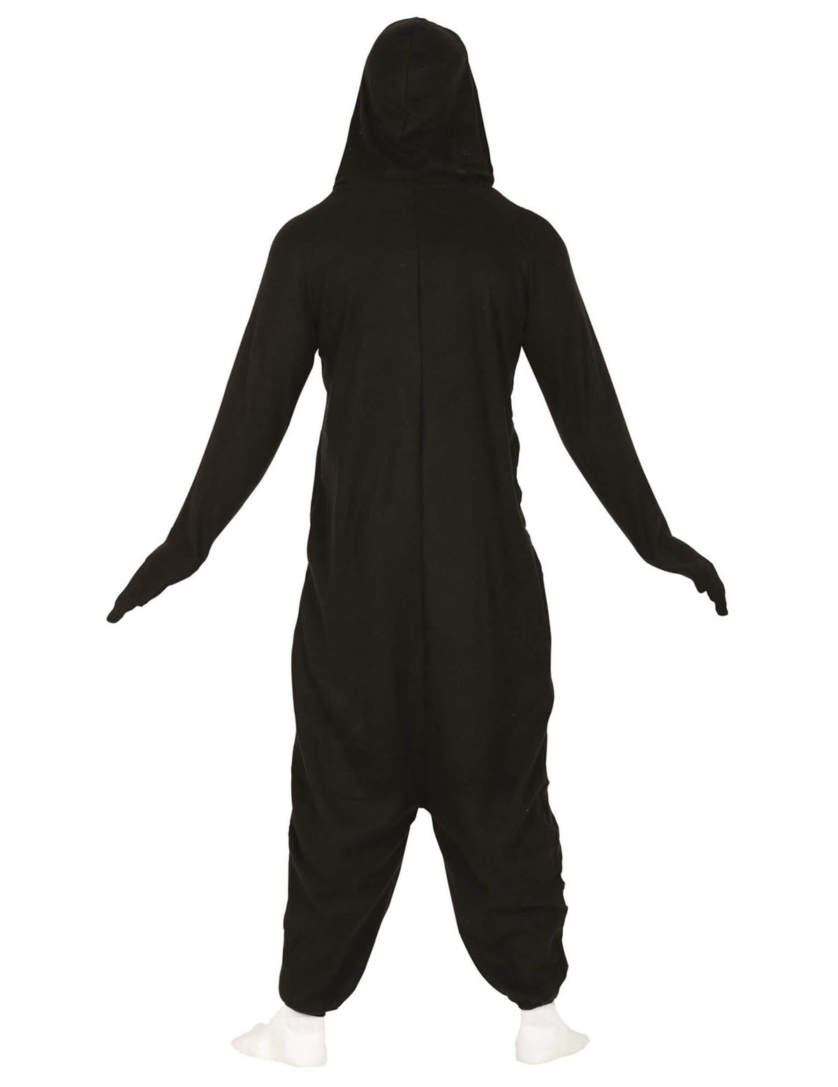 Vue de dos du déguisement combinaison pingouin pour adulte