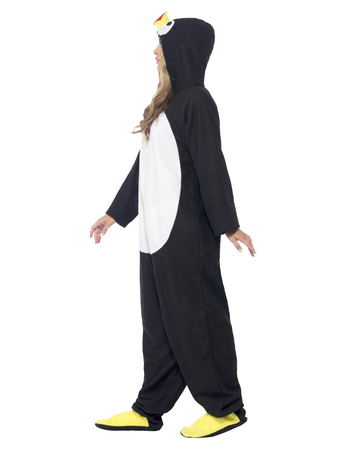 Costum combinat de pinguin cu capotă pentru adulți