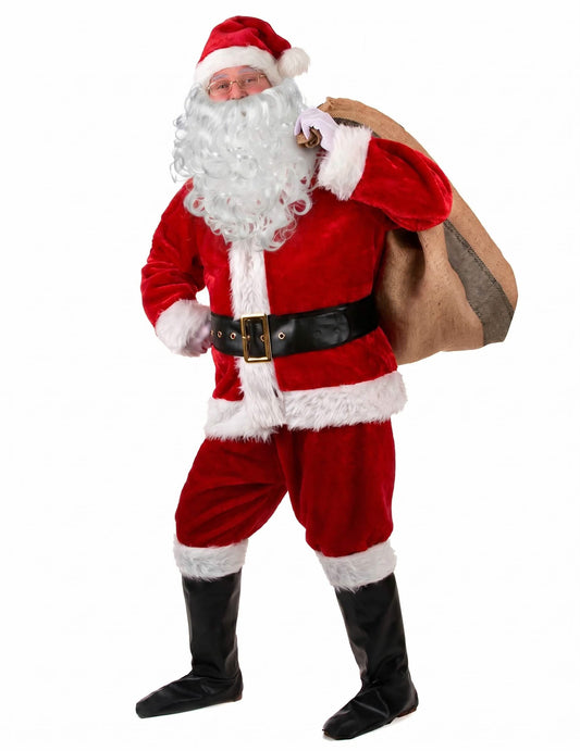 Costum de Moș Crăciun cu efect de blană pentru adult