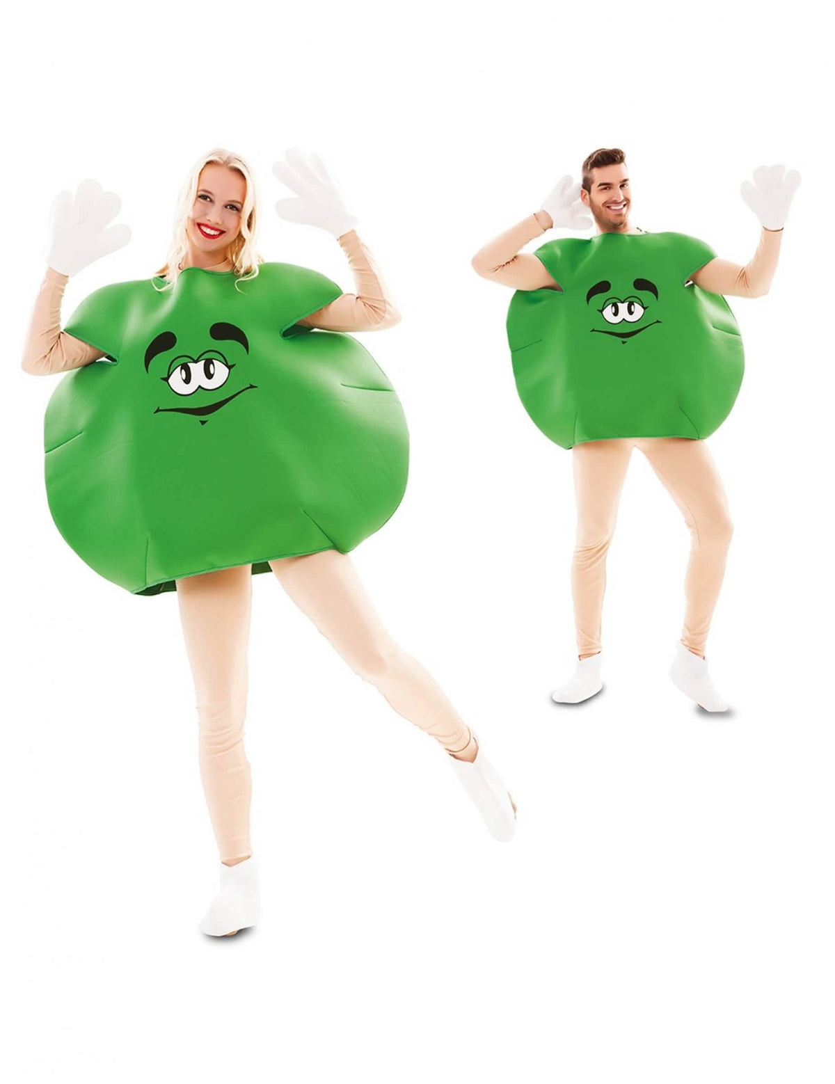 Vedere de cuplu a costumului de bomboană pentru adult verde