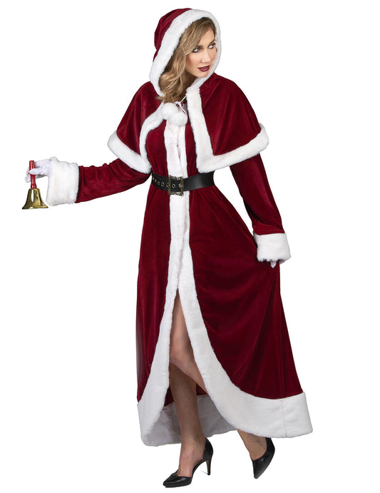 Clochette dorée tenue à la main du déguisement de Mère Noël Super Luxe
