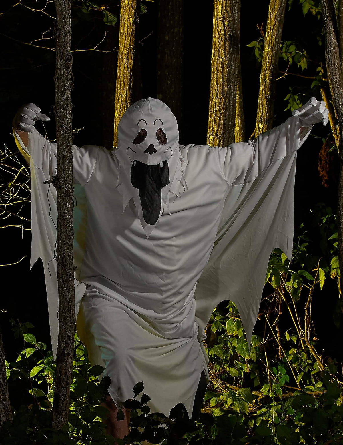 Ambientare în pădure a costumului de fantomă cu față pentru adult