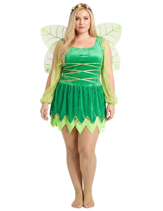 Femeie sexy cu costum de zână verde
