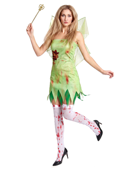 Femeie sângeroasă cu costum de zână verde