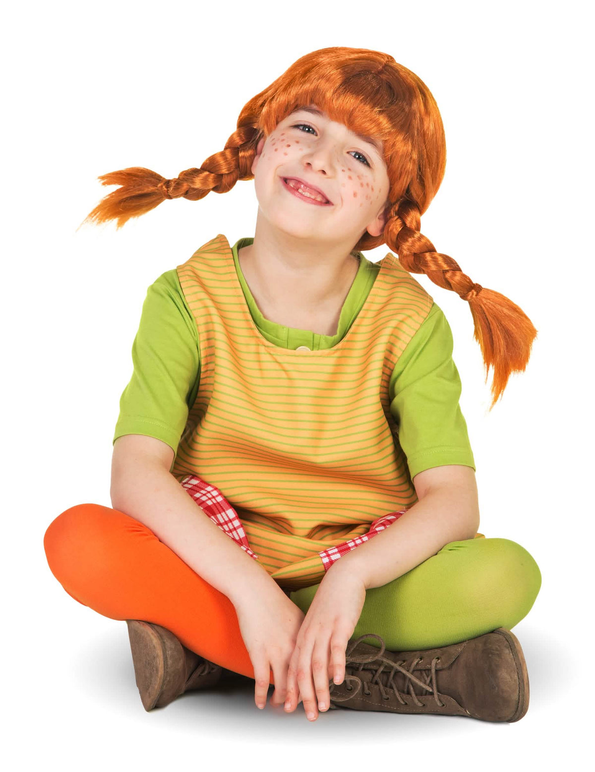 Vedere din față a costumului Pippi Șosețica™ pentru fată