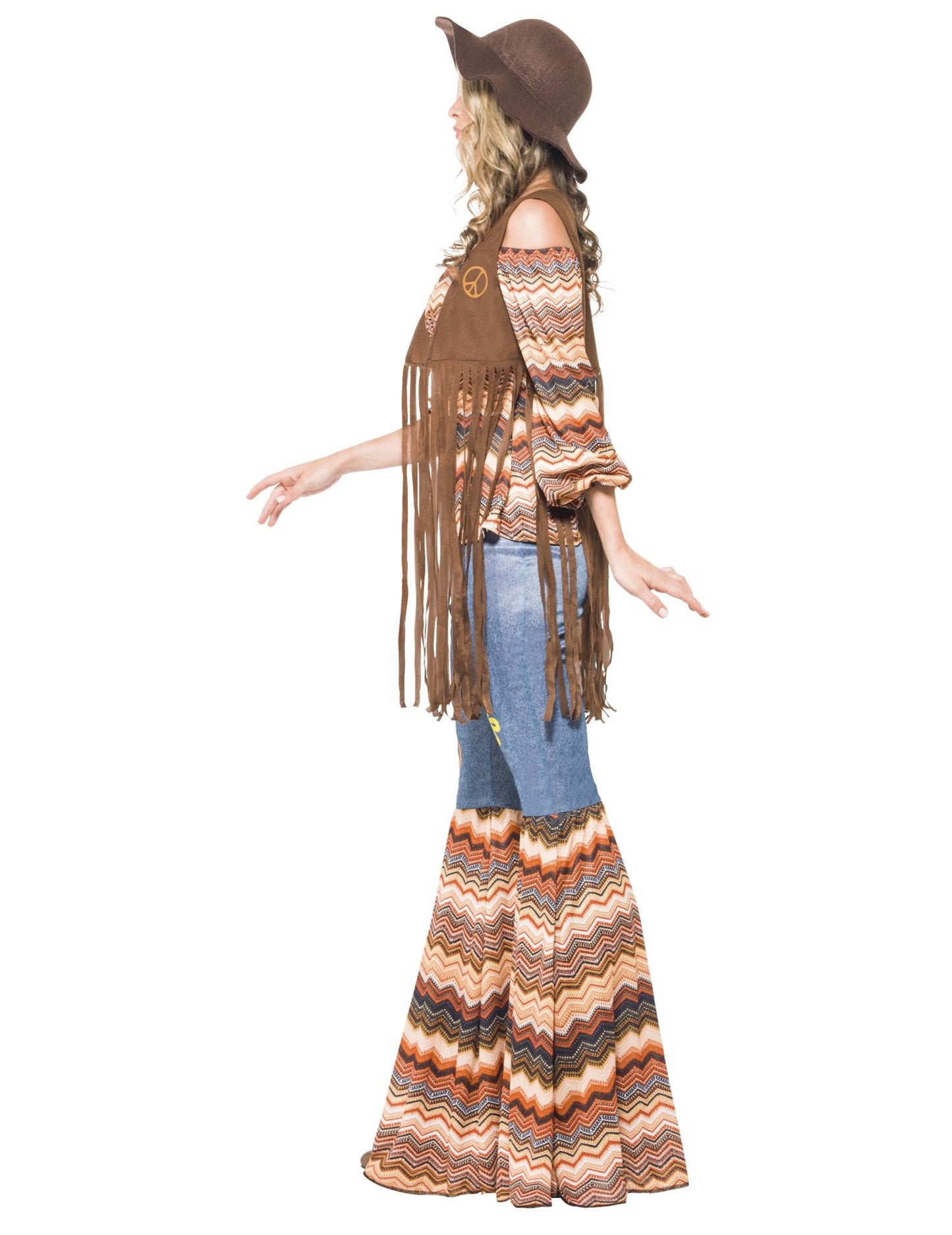 Vedere de profil a costumului hippie armonie pentru femei