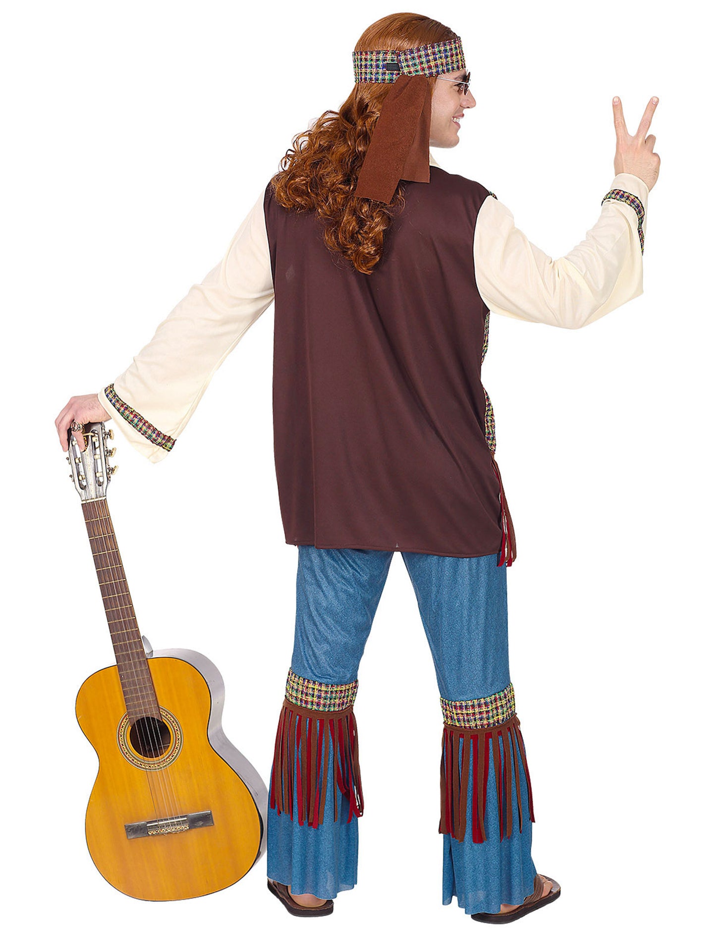Vedere din spate a costumului hippie peace pentru bărbați